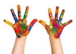 hands with paint