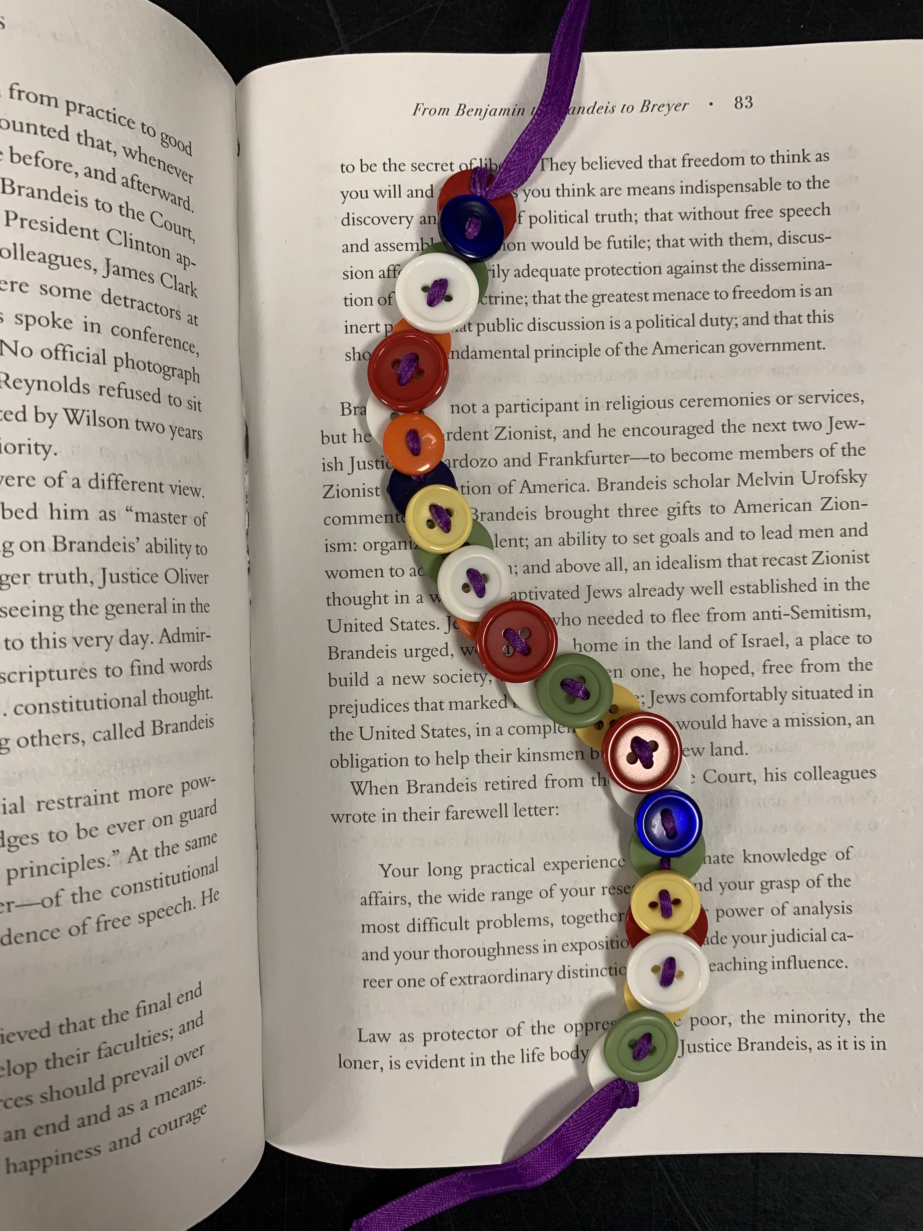 colorful bookmark made out of buttons