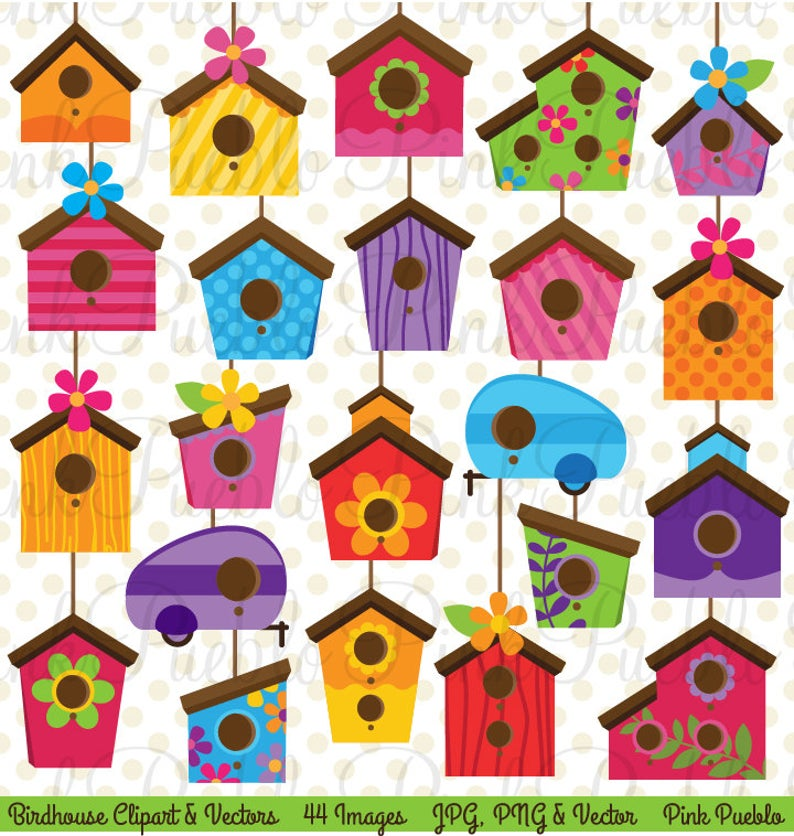 many colorful birdhouses
