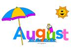 word August with an umbrella and sun