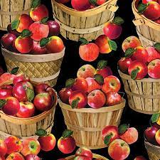 many bushel baskets of apples