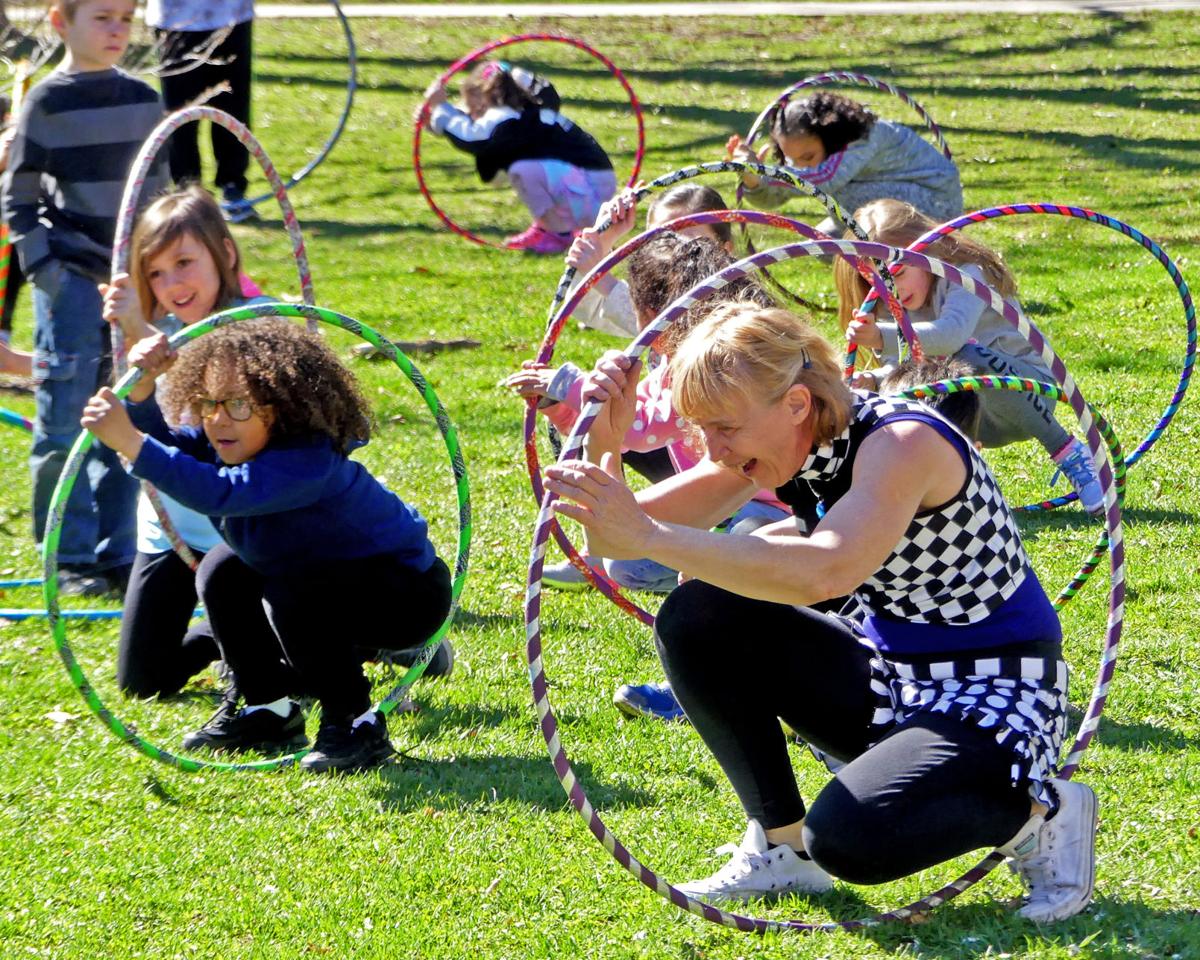 Judi Ann Jones playing with hoops