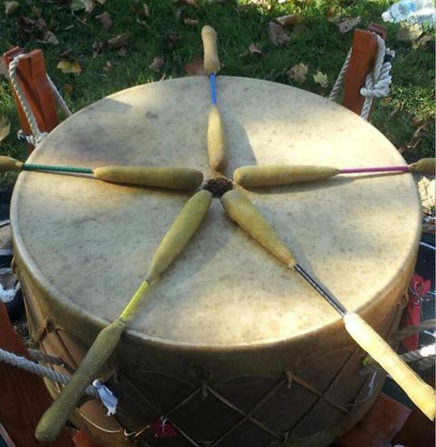 Indigenous drum with a star shaped decoration on top