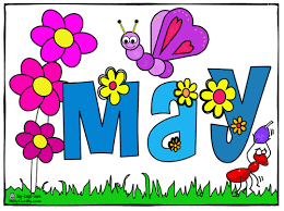 the word May surrounded by butterflies and flowers