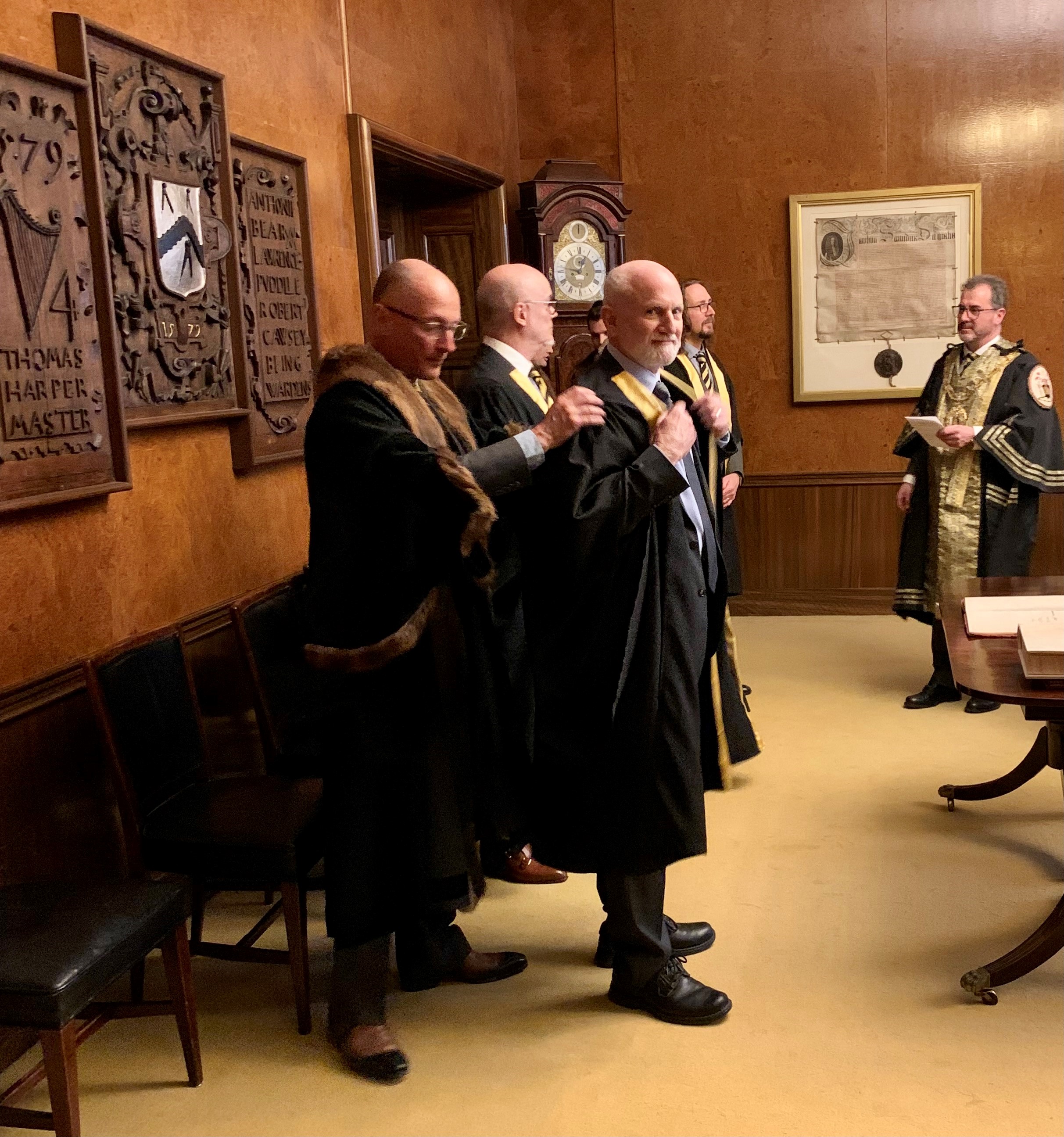 Robert Frishman in London being elevated to The Livery of the Worshipful Company of Clockmakers.