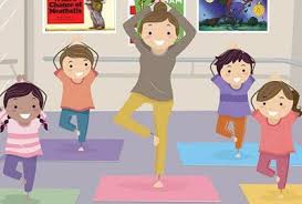 kids doing yoga with teacher