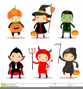 cartoon of kids in costumes