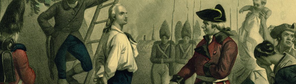 a picture of two revolutionary war men facing off 