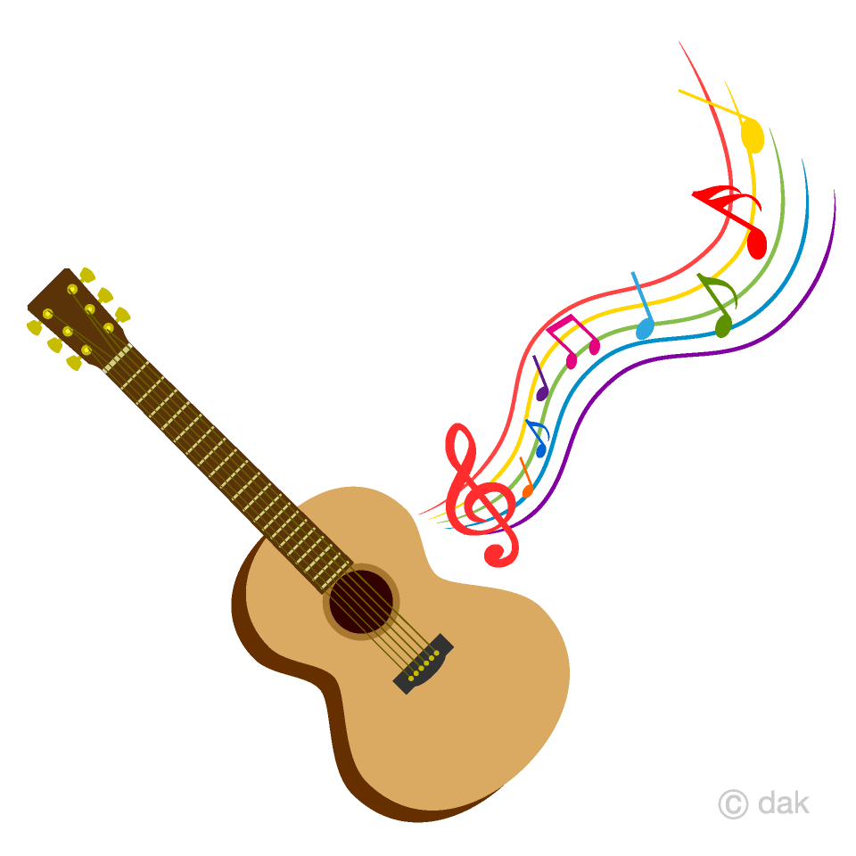 guitar with musical notes