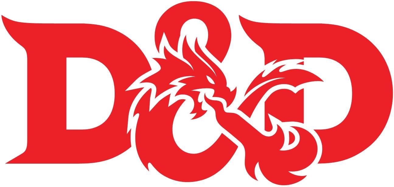 a stylized logo with the letter D then a symbol of a dragon as an ampersand followed by a D. 