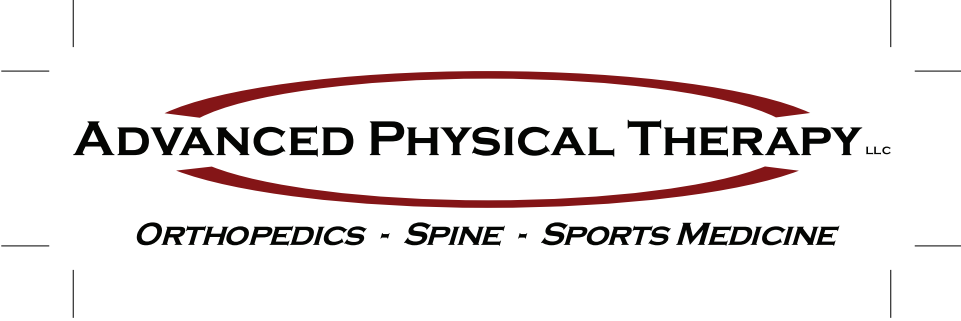 Advanced Physical Therapy logo with a red elongated oval and black writing against a white background
