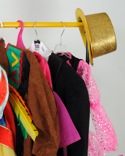 Halloween Costumes on a clothing rack
