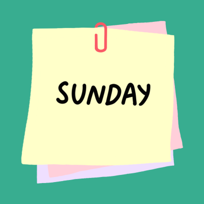 Sunday on a post-it clipart