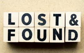 Lost and found spelled out in blocks