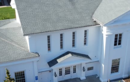 Barney Library as seen from a drone overhead.