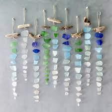 Suncatchers made with seaglass and driftwood