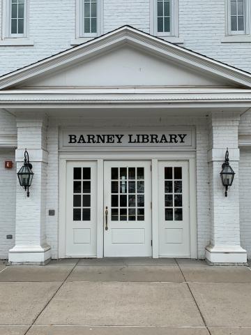 Front door view of Barney Library