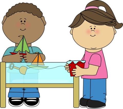 illustration of children playing with water table