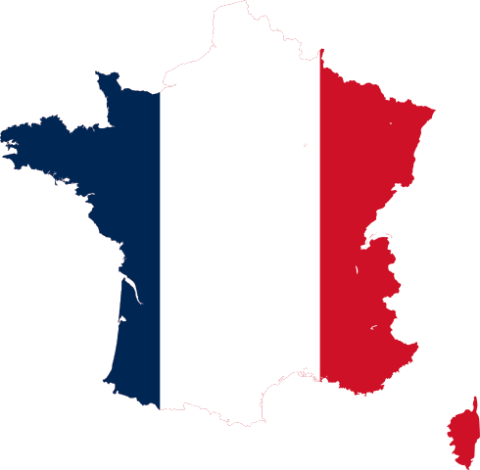 the flag of france in the shape of france the country