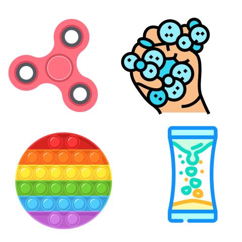 images of several fidget toys