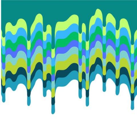 blue and green paint drips