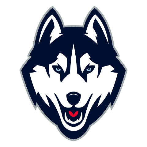 University of Connecticut Huskies Logo, a vector graphic in the shape of a huskie in dark blue and white