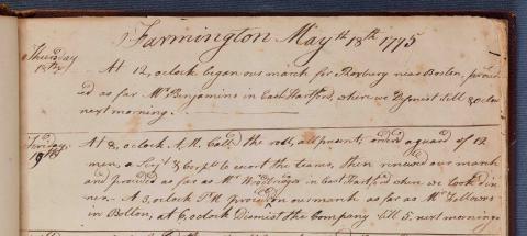 Entry from Roger Hooker's log book,1775 (courtesy of Lewis -Walpole Library)