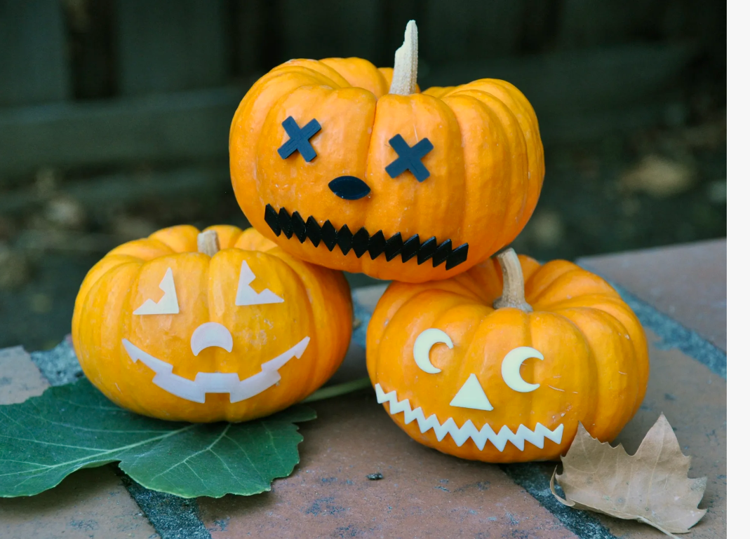 Pumpkins with 3D printed Faces